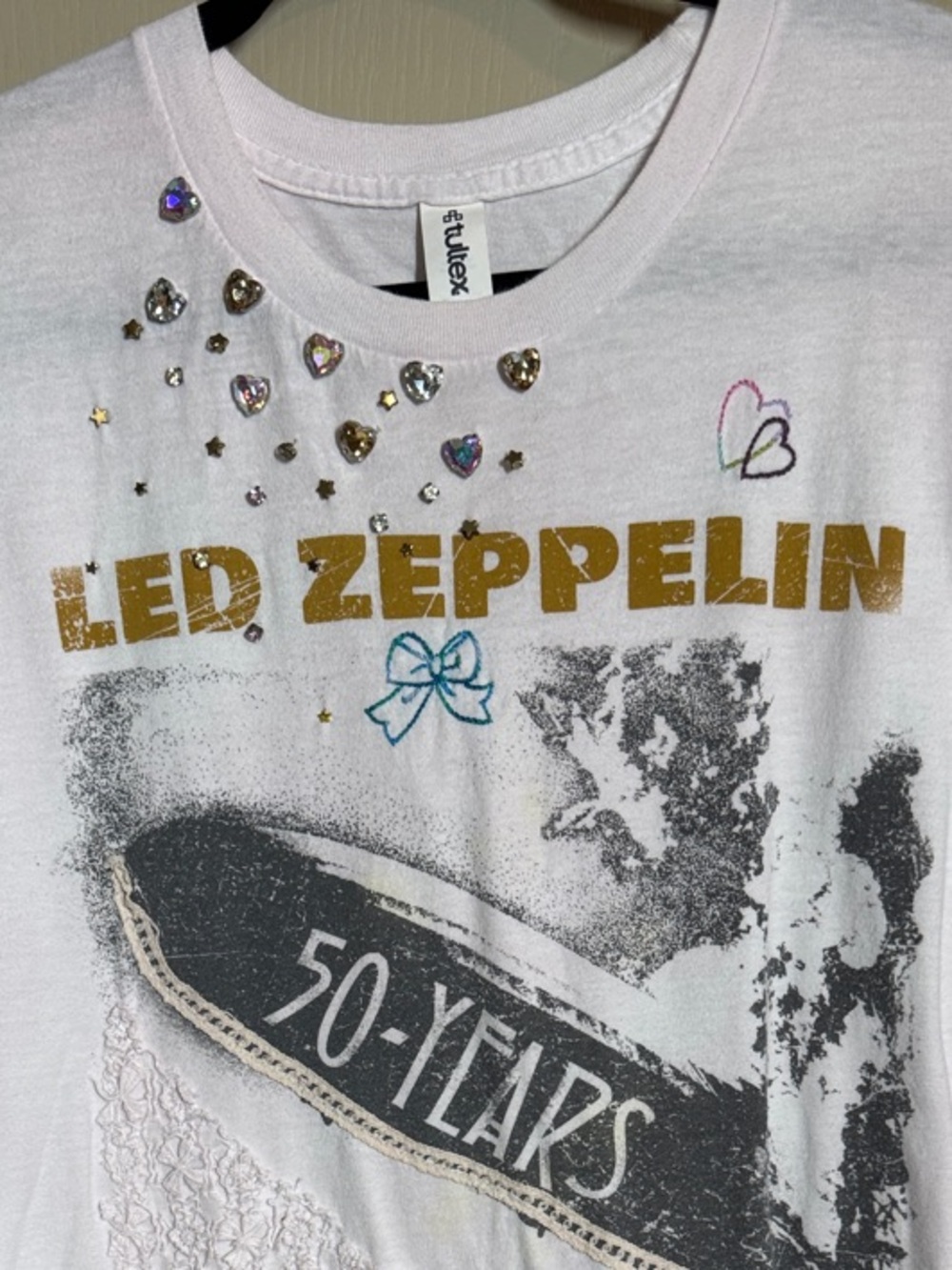 Tultex White Led Zeppelin 50-Years Graphic Tee Size L